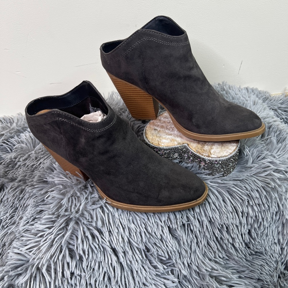 Dolce Vita Grey Suede Heeled Ankle Boots